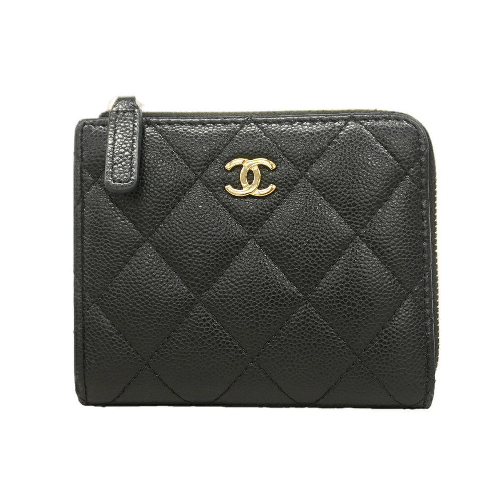 Chanel Matelassé Caviar Leather Wallet, Black, Women's